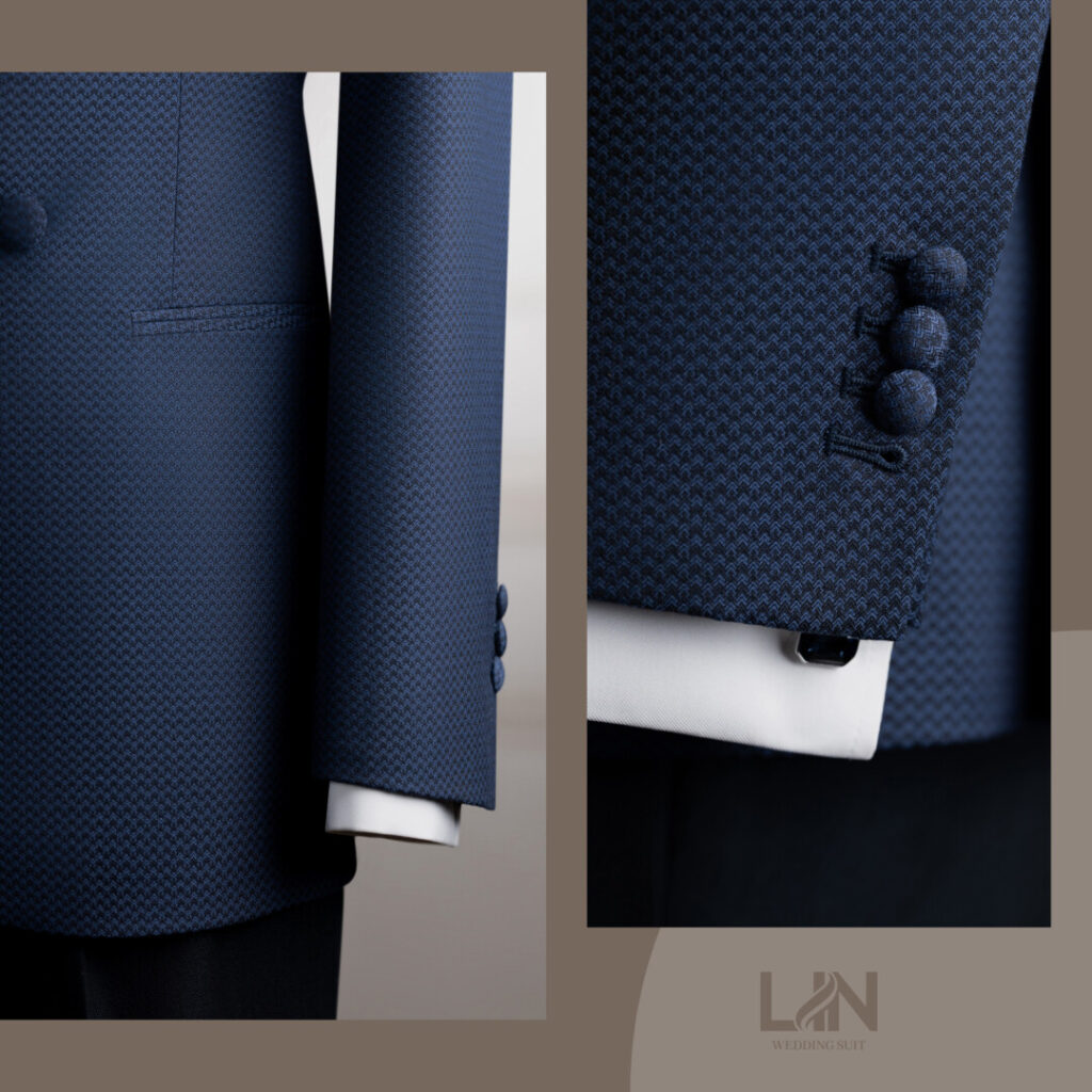TUXEDO XANH NAVY VÂN SÓNG CỔ SAM – DẤU ẤN LỊCH LÃM CỦA QUÝ ÔNG HIỆN ĐẠI