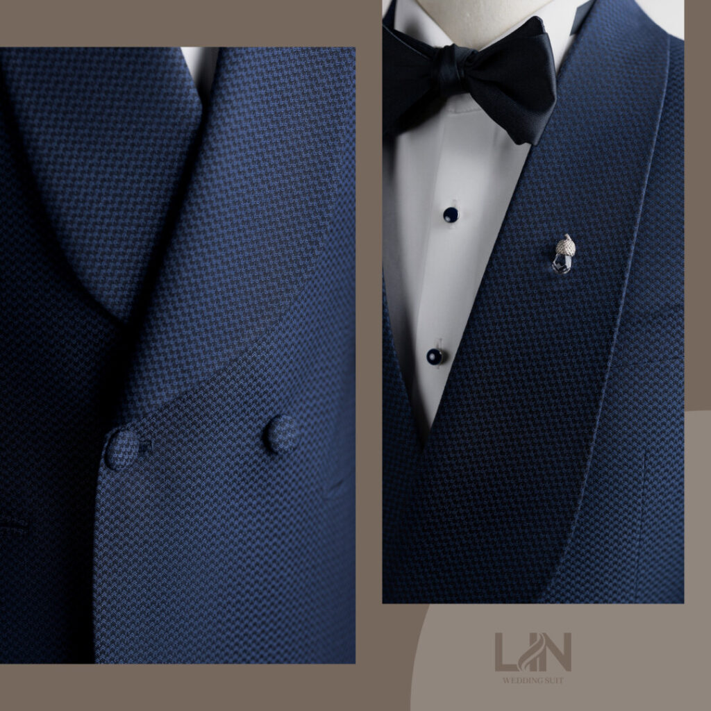 TUXEDO XANH NAVY VÂN SÓNG CỔ SAM – DẤU ẤN LỊCH LÃM CỦA QUÝ ÔNG HIỆN ĐẠI